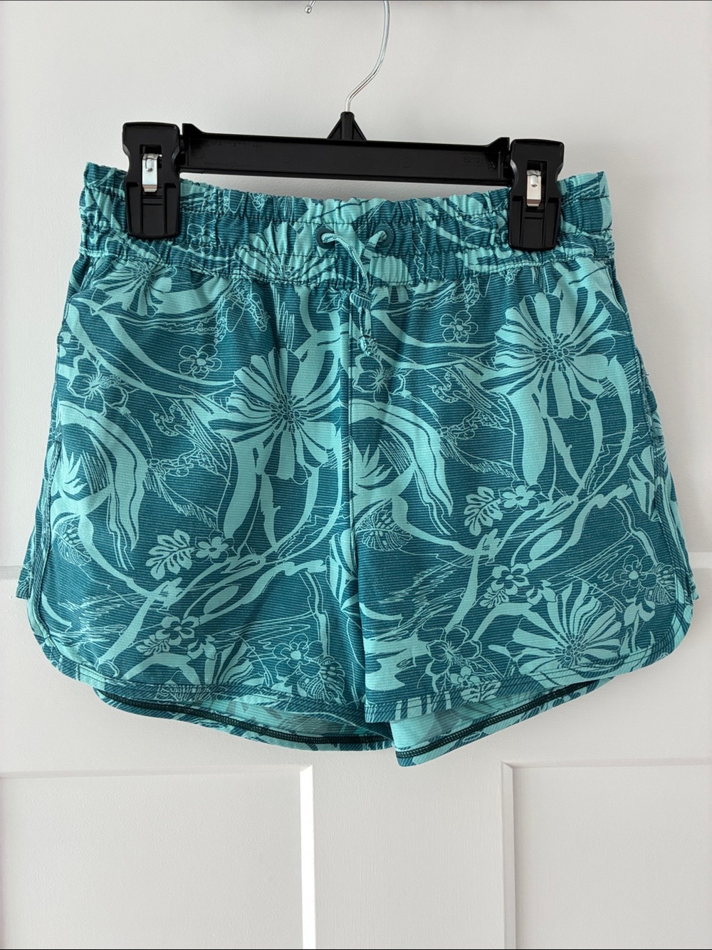 Athleta Teal Floral Print Girls' Active Shorts